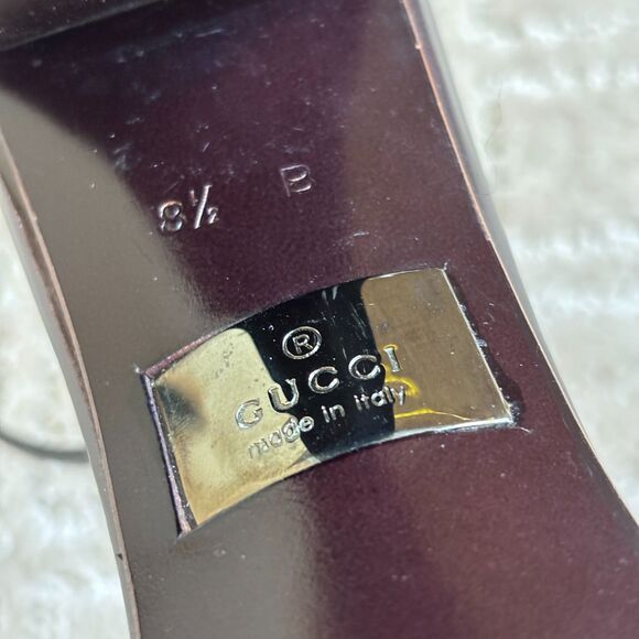 Gucci VTG 90s Mary Jane Platform Heels Womens 8.5B Brown Leather Ankle Strap Y2K - Picture 11 of 14